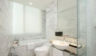 Guest bathroom at Fraser Residence Sudirman Jakarta.