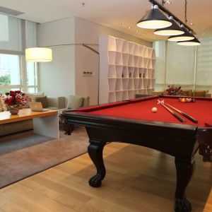 Pool table and game room at Fraser Residence Sudirman Jakarta.