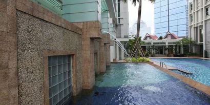 Pool area at Fraser Residence Sudirman Jakarta.