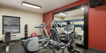 Fitness center at Hampton Inn Tracy.