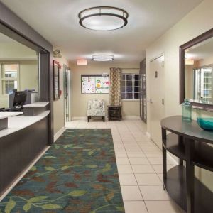 Lobby entrance at Sonesta Simply Suites Oklahoma City Airport.