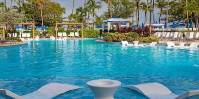 Pool and pool chairs at Royal Sonesta San Juan.