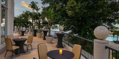 Outdoor dining and terrace at Royal Sonesta San Juan.