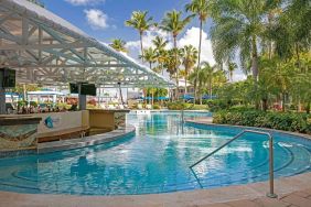 Outdoor pool bar at Royal Sonesta San Juan.