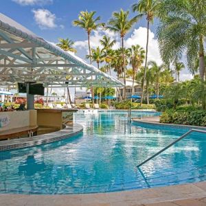 Outdoor pool bar at Royal Sonesta San Juan.