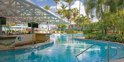 Outdoor pool bar at Royal Sonesta San Juan.