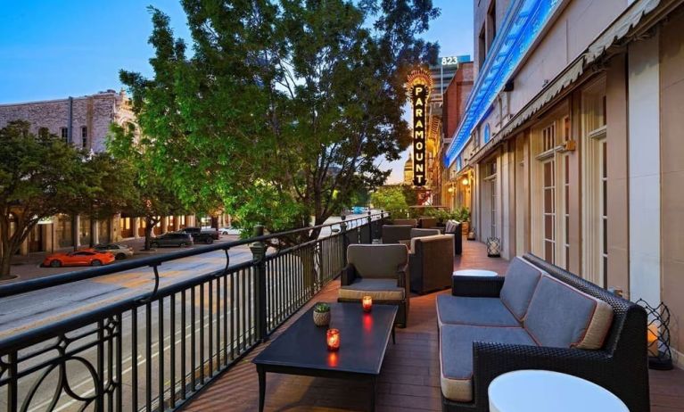 Outdoor terrace at The Stephen F Austin Royal Sonesta Hotel.