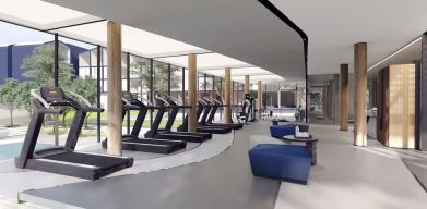 Fitness center at Modena By Fraser Buriram.