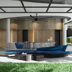 Outdoor lounge and lobby at Modena By Fraser Buriram.