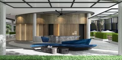 Outdoor lounge and lobby at Modena By Fraser Buriram.