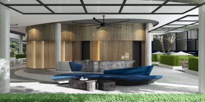 Outdoor lounge and lobby at Modena By Fraser Buriram.