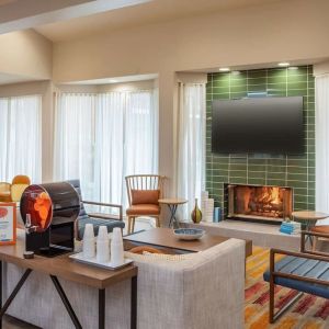 Lobby and lounge at Sonesta Select Boston Foxborough Mansfield.