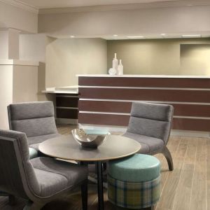 Lounge and coworking space at Sonesta ES Suites Raleigh Durham Airport Morrisville.