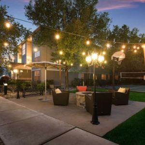 Lounge outdoors at night at Sonesta ES Suites Reno.