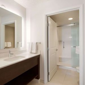 Guest bathroom at Sonesta ES Suites Reno.