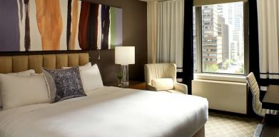 Romantic king room at The Fifty Sonesta Select New York.