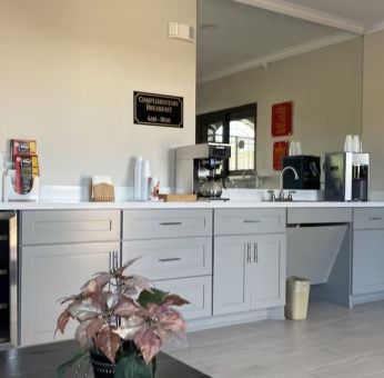 Kitchen area at Palace Inn Westheimer.
