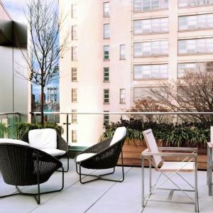 Outdoor terrace at The Tillary Hotel.