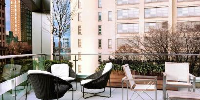 Outdoor terrace at The Tillary Hotel.