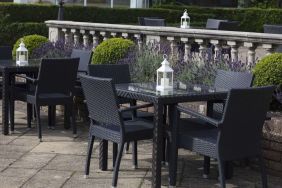 Outdoor seating area at DoubleTree By Hilton Oxford Belfry.