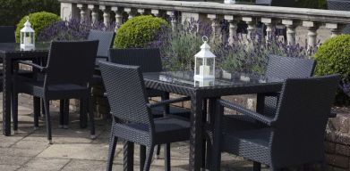 Outdoor seating area at DoubleTree By Hilton Oxford Belfry.