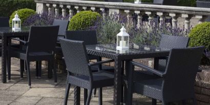 Outdoor seating area at DoubleTree By Hilton Oxford Belfry.