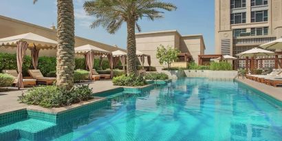 Outdoor pool at Hilton Dubai Al Habtoor City.