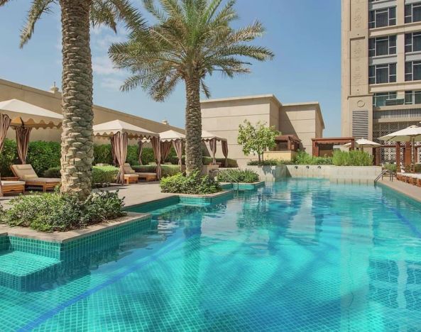 Outdoor pool at Hilton Dubai Al Habtoor City.