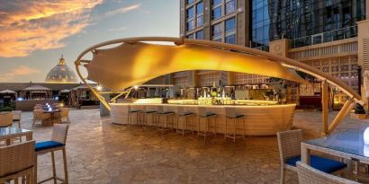 Rooftop bar at Hilton Dubai Al Habtoor City.