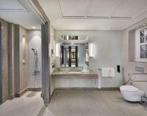 Guest bathroom at Hilton Dubai Al Habtoor City.