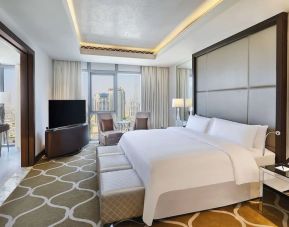 Spacious king room at Hilton Dubai Al Habtoor City.