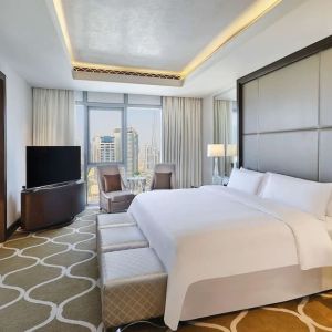 Spacious king room at Hilton Dubai Al Habtoor City.