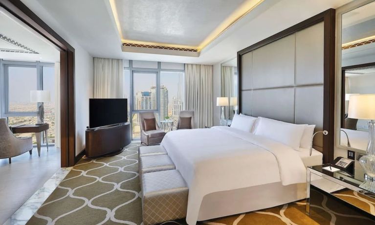 Spacious king room at Hilton Dubai Al Habtoor City.