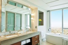 Spacious guest bathroom at Hilton Dubai Al Habtoor City.