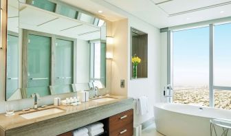 Spacious guest bathroom at Hilton Dubai Al Habtoor City.