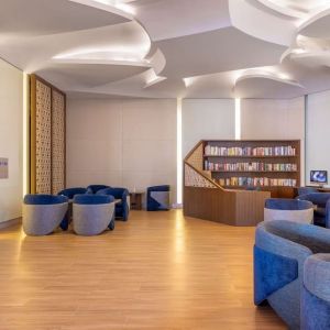 Library and lounge at Hilton Dubai Al Habtoor City.