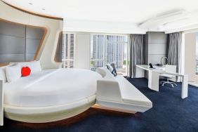 Day room with round bed at V Hotel Dubai.