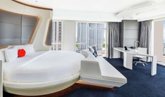 Day room with round bed at V Hotel Dubai.