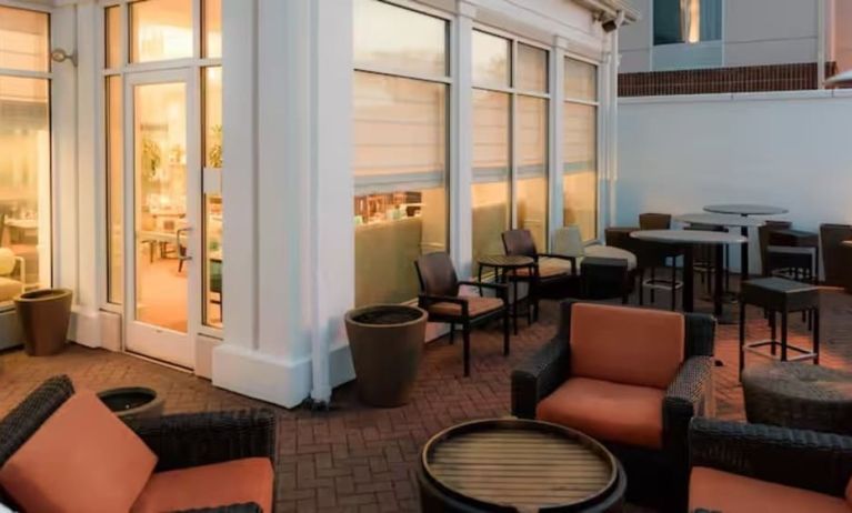 Outdoor seating area at Hilton Garden Inn Kennett Square.