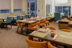 Dining room and coworking space at Hilton Garden Inn Kennett Square.