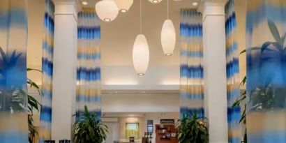 Lobby and lounge at Hilton Garden Inn Kennett Square.