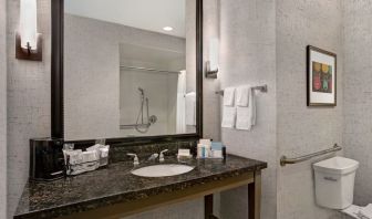 Guest bathroom with shower at Hampton Inn & Suites Austin @ The UniversityCapitol.