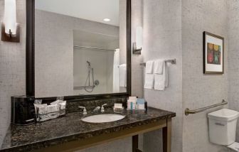 Guest bathroom with shower at Hampton Inn & Suites Austin @ The UniversityCapitol.