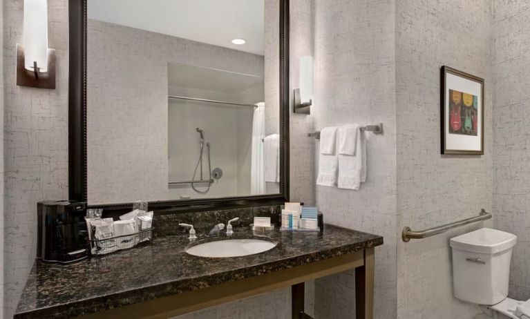 Guest bathroom with shower at Hampton Inn & Suites Austin @ The UniversityCapitol.