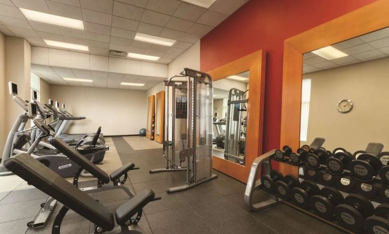 Fitness center at Embassy Suites By Hilton Portland Airport.