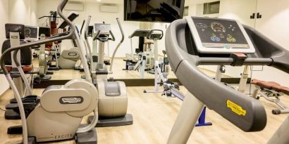 Fitness center at DoubleTree By Hilton Brussels City.