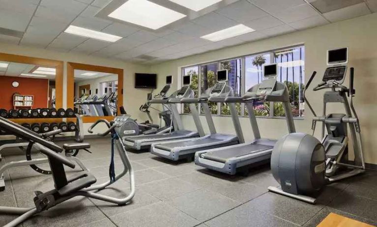 Fitness center at Embassy Suites By Hilton San Diego-La Jolla.