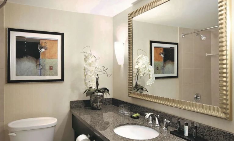 Guest bathroom at Embassy Suites By Hilton Denver Tech Center.