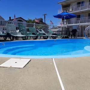 Outdoor pool at Bay Breeze Motel.