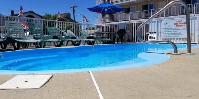 Relaxing outdoor pool at Bay Breeze Motel.